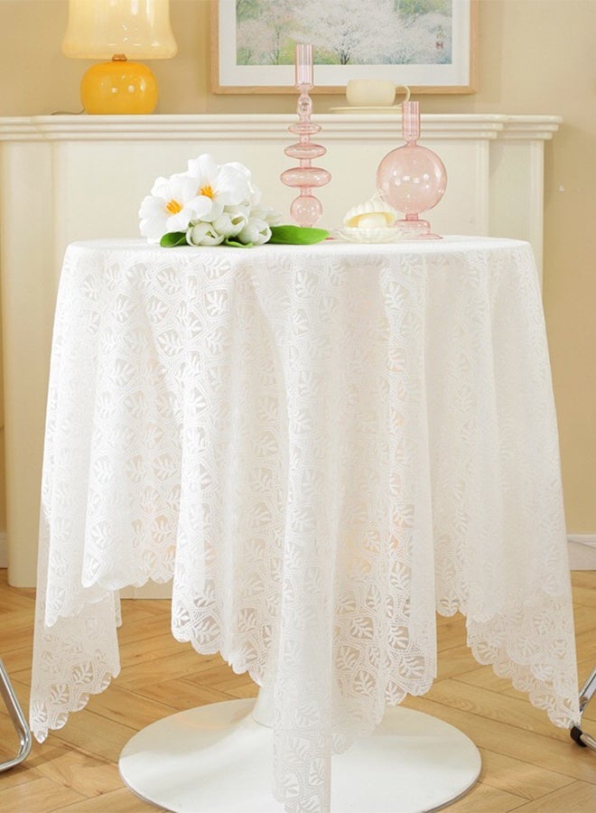 Lace Tablecloth,Small Table Cloth for Round Coffee Table 90 x 90cm -White - Image 3
